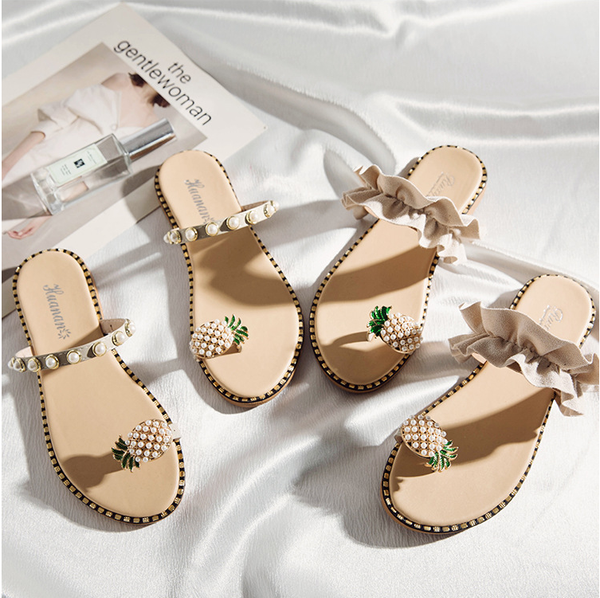 women flats slippers summer casual flip flops flowers pearl woman flat shoes 35-43 plus size comfortable female beach sandals, Black
women flats slippers summer casual flip flops flowers pearl woman flat shoes 35-43 plus size comfortable female beach sandals, Black