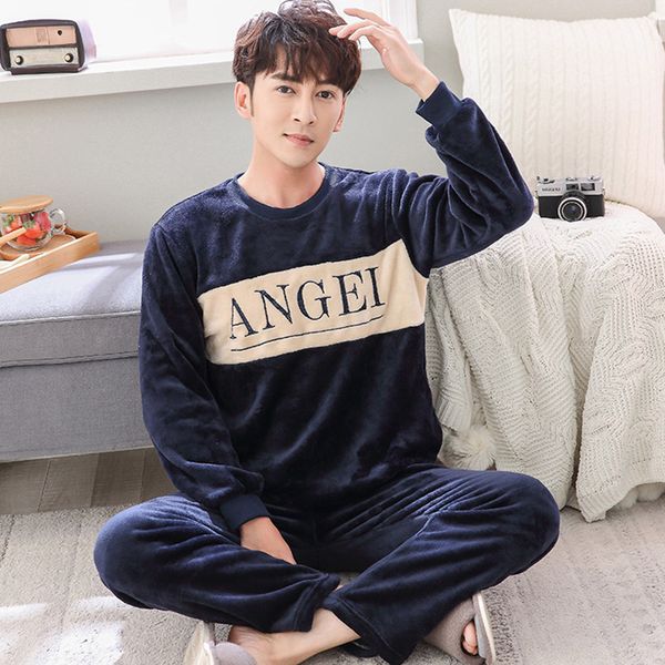 winter flannel coral thicken men's pajamas set striped plaid students long sleeve home clothes for men 2018 autumn nightie man, Blue;gray
winter flannel coral thicken men's pajamas set striped plaid students long sleeve home clothes for men 2018 autumn nightie man, Blue;gray