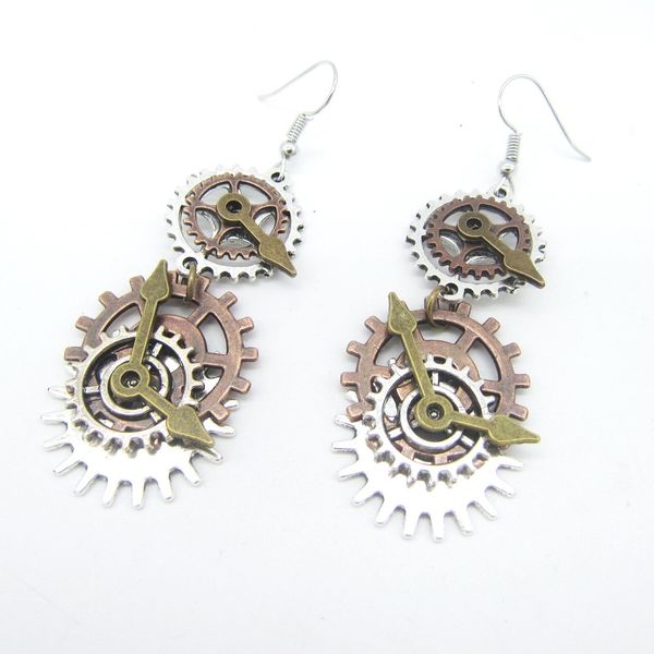 cykopv new collection retro industrial mechanical multi gears steampunk drop earrings for women, Silver
cykopv new collection retro industrial mechanical multi gears steampunk drop earrings for women, Silver