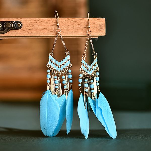 women's bohemian feather tassel earrings ohrringe vintage gold leaf earrings boho jewelry kolczyk, Silver
women's bohemian feather tassel earrings ohrringe vintage gold leaf earrings boho jewelry kolczyk, Silver