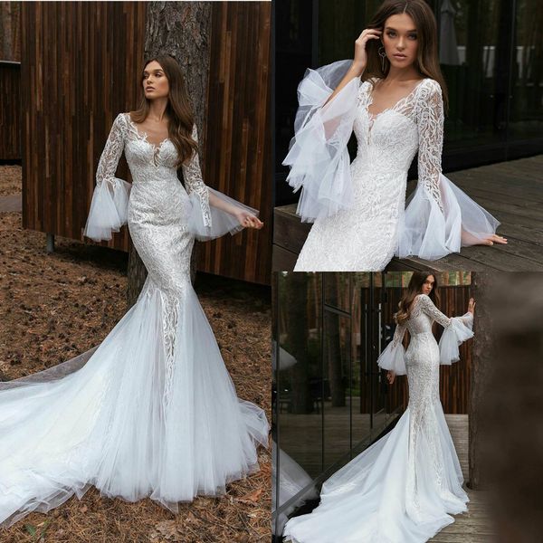 2020 lace mermaid wedding dresses sell v-neck long sleeves appliques lace custom made bridal gown sweep train vestidos de novia cheap, White
2020 lace mermaid wedding dresses sell v-neck long sleeves appliques lace custom made bridal gown sweep train vestidos de novia cheap, White