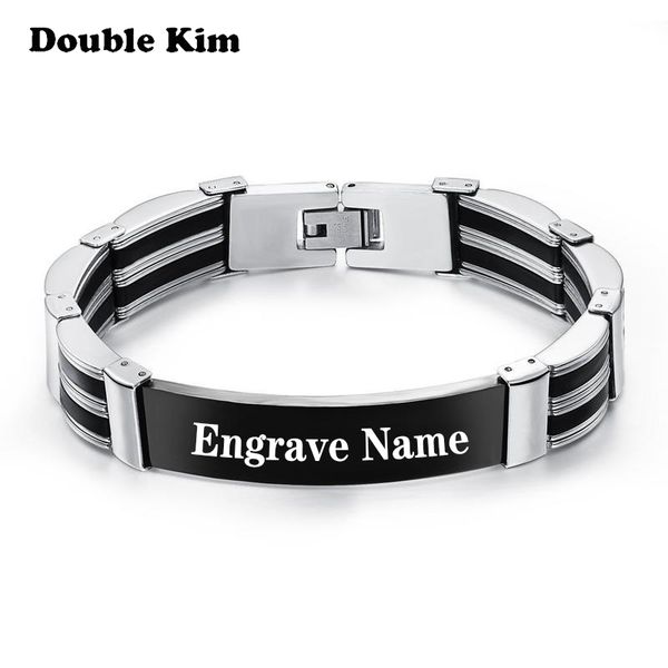 classic customized men's bracelet silicone stainless steel material diy engrave word bracelet fashion customized jewelry gift, White
classic customized men's bracelet silicone stainless steel material diy engrave word bracelet fashion customized jewelry gift, White