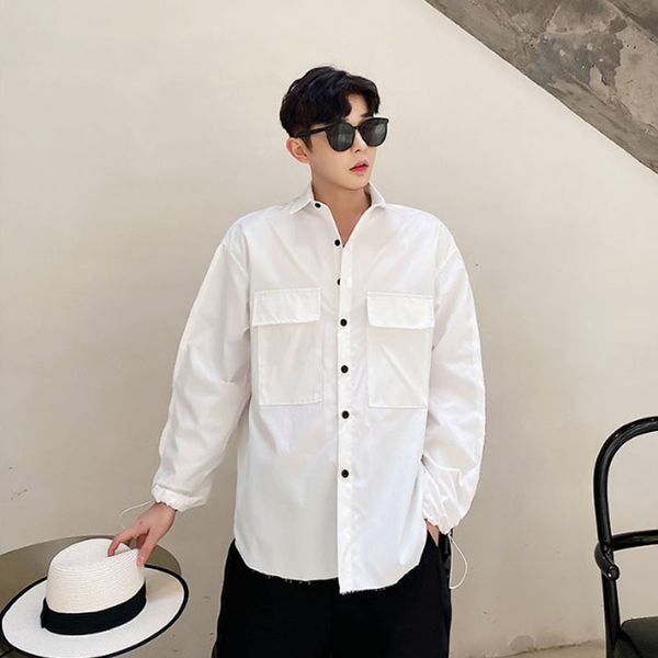 men vintage fashion casual long sleeve white shirts male streetstyle hip hop loose shirt, White;black
men vintage fashion casual long sleeve white shirts male streetstyle hip hop loose shirt, White;black