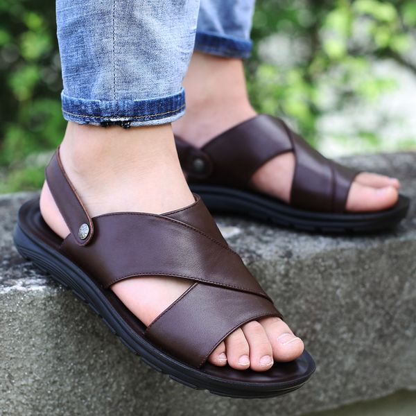 2020 men sandals genuine leather soft summer men's shoes retro sewing casual beach shoes y200702, Black
2020 men sandals genuine leather soft summer men's shoes retro sewing casual beach shoes y200702, Black