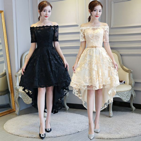 boat neck lace homecoming dresses 2020 short sleeves high low party dress off shoulder evening gowns black champagne, Blue;pink
boat neck lace homecoming dresses 2020 short sleeves high low party dress off shoulder evening gowns black champagne, Blue;pink