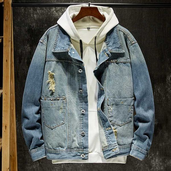 men's jackets 2021 brand denim jacket men ripped blue jeans hole coats frayed vintage hip hop male loose cotton, Black;brown
men's jackets 2021 brand denim jacket men ripped blue jeans hole coats frayed vintage hip hop male loose cotton, Black;brown