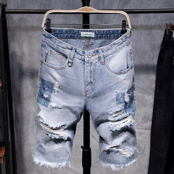 fashion mens ripped short jeans hollow out summer vintage distressed hole shorts cowboys knee length denim shorts male jeans, Blue
fashion mens ripped short jeans hollow out summer vintage distressed hole shorts cowboys knee length denim shorts male jeans, Blue