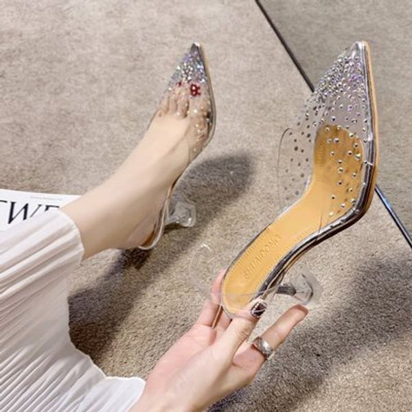 transparent rhinestones women's shoes slippers 7cm summer sandals female pointed toes shallow mouth party high heel sandal, Black
transparent rhinestones women's shoes slippers 7cm summer sandals female pointed toes shallow mouth party high heel sandal, Black