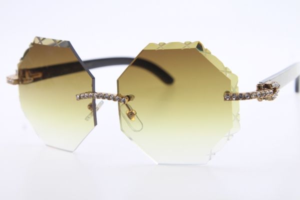 4189706 rimless black mix white buffalo horn sunglasses stone glasses carved brown lens high end brand diamond glasses, White;black
4189706 rimless black mix white buffalo horn sunglasses stone glasses carved brown lens high end brand diamond glasses, White;black