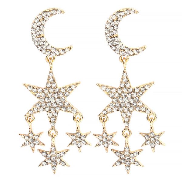 wholesale-fashion luxury designer exaggerated sparkling diamond rhinestone cute lovely moon star long tassel stud earrings for women girls, Golden;silver
wholesale-fashion luxury designer exaggerated sparkling diamond rhinestone cute lovely moon star long tassel stud earrings for women girls, Golden;silver