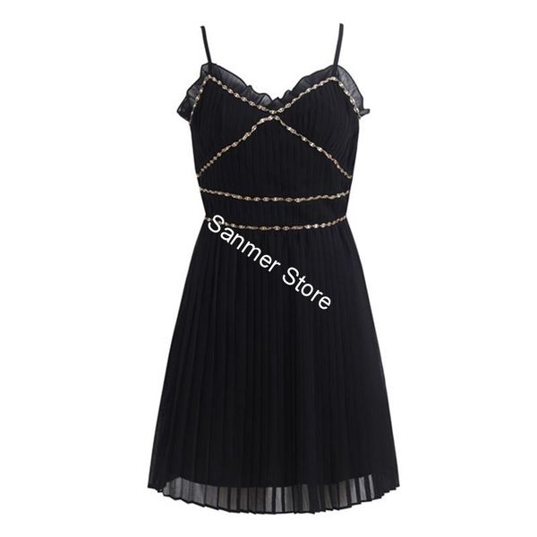 casual dresses spring and summer women pleated mini dress black color spaghetti strap v-neck beadings sleeveless short, Black;gray
casual dresses spring and summer women pleated mini dress black color spaghetti strap v-neck beadings sleeveless short, Black;gray