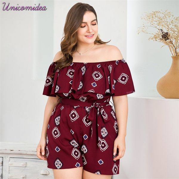 women plus size 4xl slash neck short jumpsuit ruffles trim off the shoulder casual boho vintage playsuit ladies summer rompers, Black;white
women plus size 4xl slash neck short jumpsuit ruffles trim off the shoulder casual boho vintage playsuit ladies summer rompers, Black;white