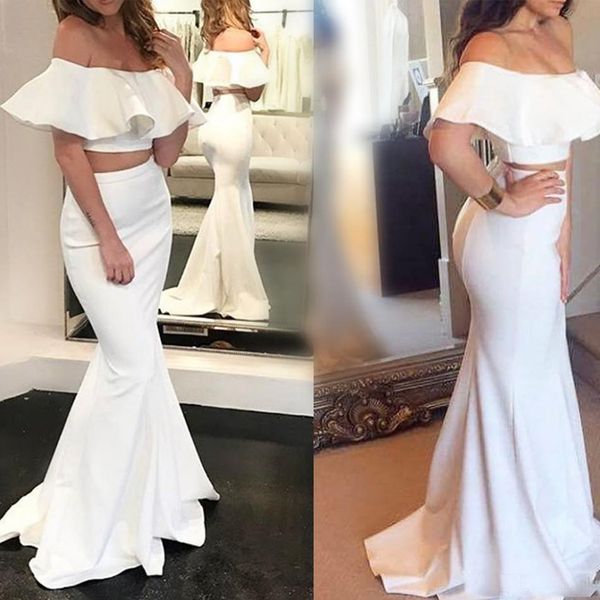 new white two pieces bateau mermaid prom dresses plus size satin evening gowns simple floor length party dresses, Black
new white two pieces bateau mermaid prom dresses plus size satin evening gowns simple floor length party dresses, Black