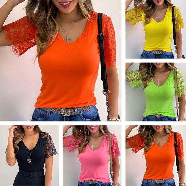 women's t-shirt bkld solid women 2021 summer casual tee shirts v-neck tshirt plus size s-3xl lace patchwork short sleeve, White
women's t-shirt bkld solid women 2021 summer casual tee shirts v-neck tshirt plus size s-3xl lace patchwork short sleeve, White
