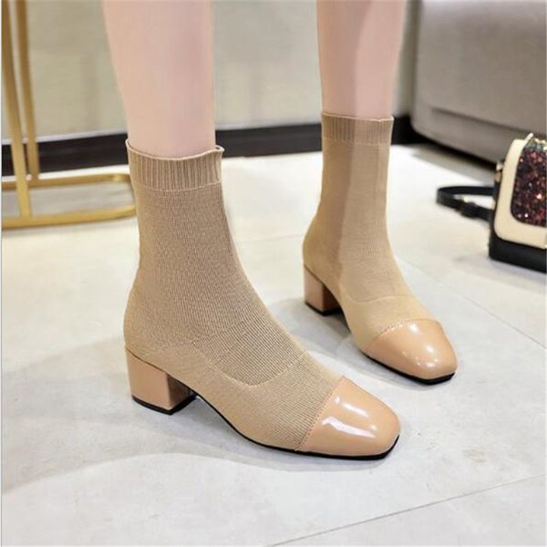 new women shoes high heels slip ankle boots winter stretch socks boots elegant square high heels shoes female, Black
new women shoes high heels slip ankle boots winter stretch socks boots elegant square high heels shoes female, Black