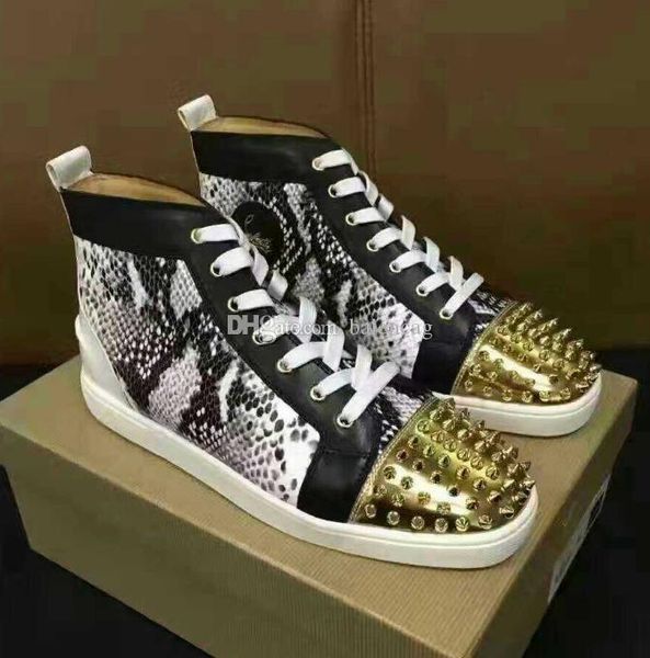 2019 new luxury spikes red bottom sneakers mens shoes casual walking famous python skin leather leisure flats with box, Black
2019 new luxury spikes red bottom sneakers mens shoes casual walking famous python skin leather leisure flats with box, Black