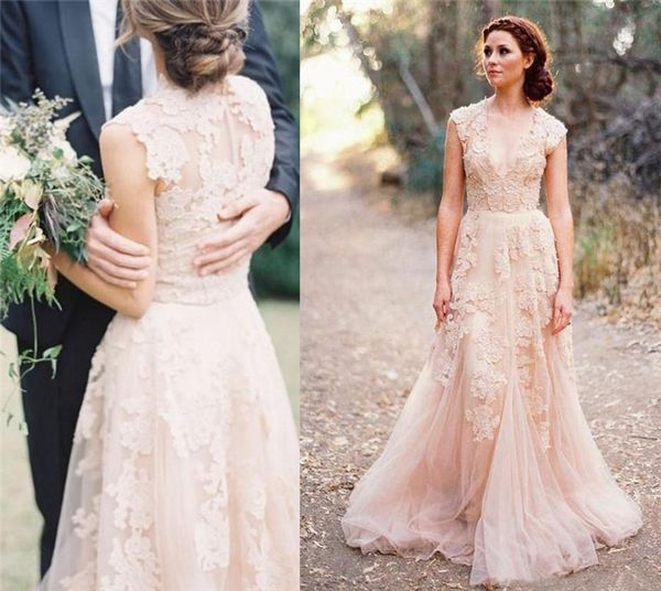 2019 blulsh pink wedding dresses deep v neck lace appliques tulle illusion bridal gowns formal plus size dress for bride, White
2019 blulsh pink wedding dresses deep v neck lace appliques tulle illusion bridal gowns formal plus size dress for bride, White