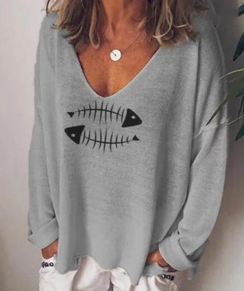 2020 funny t shirts women casual solid fish bone print loose short sleeve summer daily cute shirt streetwear, White
2020 funny t shirts women casual solid fish bone print loose short sleeve summer daily cute shirt streetwear, White