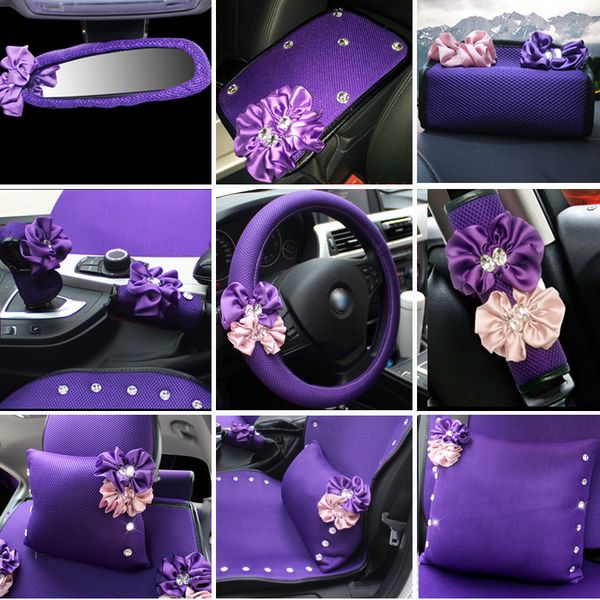 purple flower car steering wheel cover ice silk fashion car neck waist pillow universal diamond styling headrest women
purple flower car steering wheel cover ice silk fashion car neck waist pillow universal diamond styling headrest women
