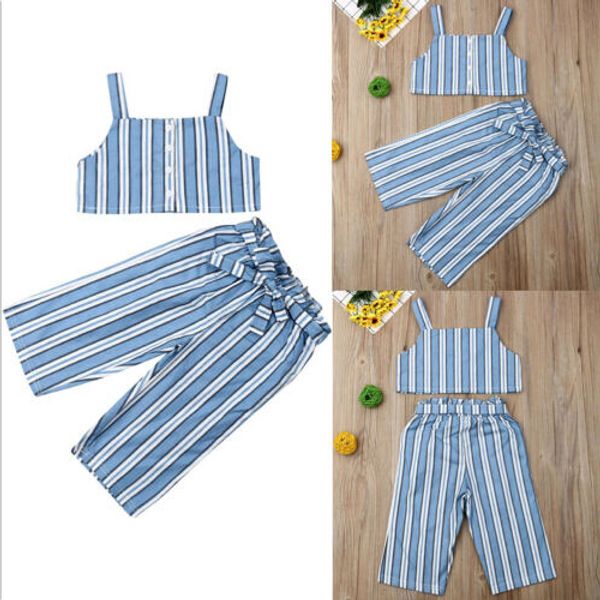 2pcs kids girls princess clothes set baby girl summer clothes sleeveless suspender tank crop vest+long pants striped outfits, White
2pcs kids girls princess clothes set baby girl summer clothes sleeveless suspender tank crop vest+long pants striped outfits, White