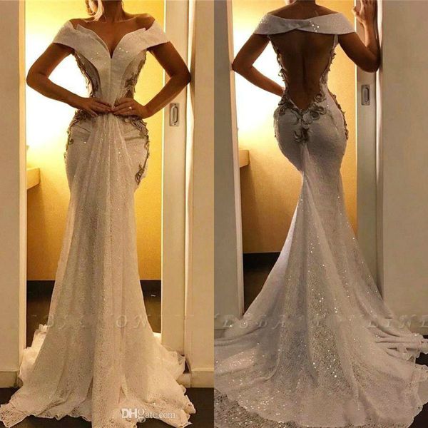 2020 off the shoulder mermaid prom dresses vintage open back lace appliqued evening gown sparkly formal party wear, Black
2020 off the shoulder mermaid prom dresses vintage open back lace appliqued evening gown sparkly formal party wear, Black