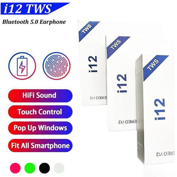 i12 tws earbud bluetooth v5.0 wireless earphone wireless headphones touch control earbuds with charging box for all smartphones