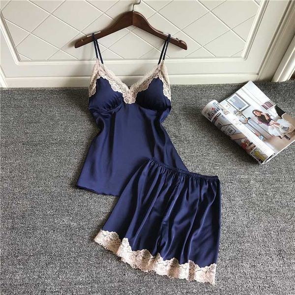 summer pajamas for women pajamas set home suit home set silk satin pyjamas clothing sleepwear sling and shorts, Blue;gray
summer pajamas for women pajamas set home suit home set silk satin pyjamas clothing sleepwear sling and shorts, Blue;gray