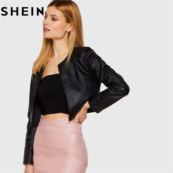 shein womens black rock pu leather short jacket spring fall 2018 fashion moto biker solid long sleeve open placket crop jacket, Black;brown
shein womens black rock pu leather short jacket spring fall 2018 fashion moto biker solid long sleeve open placket crop jacket, Black;brown