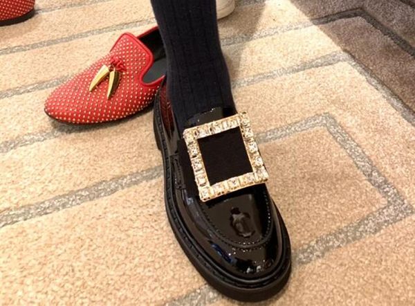 women's flat slip-ons moccasins strass crystal metal buckle loafers patent leather oxford style shop desinger ladies shoes, Black
women's flat slip-ons moccasins strass crystal metal buckle loafers patent leather oxford style shop desinger ladies shoes, Black
