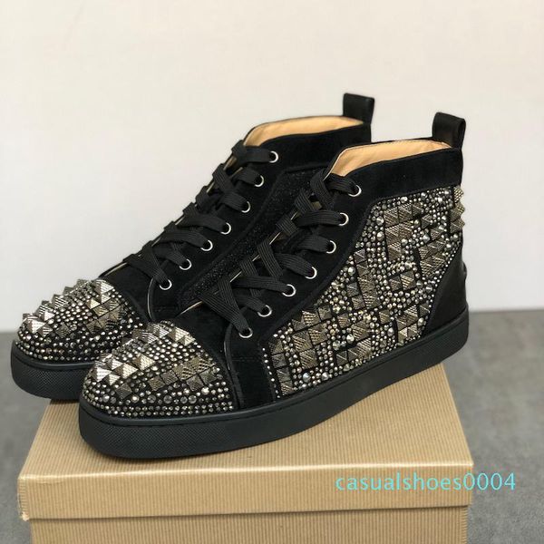 new red bottom junior orlato sneakers high spikes flat shoes for mens and women luxury spikes round-toe party shoes good quality ac04, Black
new red bottom junior orlato sneakers high spikes flat shoes for mens and women luxury spikes round-toe party shoes good quality ac04, Black