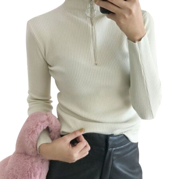turtleneck long sleeve women sweater skinny elastic solid knitted sweater pullover zipper autumn fashion silm female short, White;black
turtleneck long sleeve women sweater skinny elastic solid knitted sweater pullover zipper autumn fashion silm female short, White;black