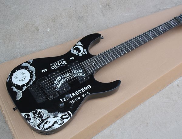 wholesale custom black electric guitar with moon goddess pattern,floyd rose,black hardware,0423
wholesale custom black electric guitar with moon goddess pattern,floyd rose,black hardware,0423