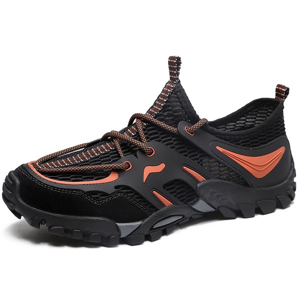 men mesh hiking shoes wearproof rubber upstream shoes quick-dry breathable trekking water sports sneakers soft good grip