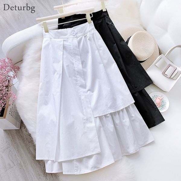 women's brief solid color midi skirt female high waist irregular one button cotton asymmetrical white skirts 2020 summer sk531, Black
women's brief solid color midi skirt female high waist irregular one button cotton asymmetrical white skirts 2020 summer sk531, Black