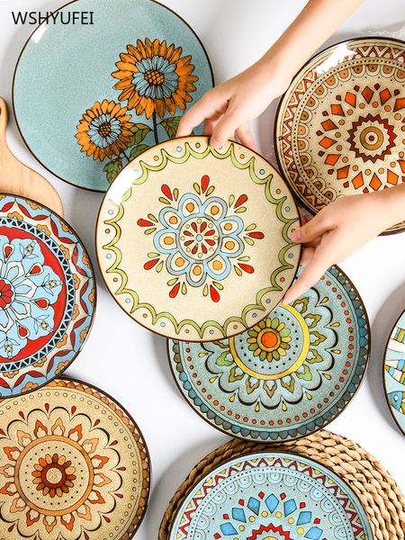 creative hand-painted ceramic plate round plate dish home western steak salad dessert cake sushi home decoration hanging plate
creative hand-painted ceramic plate round plate dish home western steak salad dessert cake sushi home decoration hanging plate
