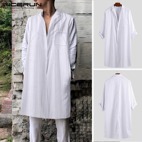vintage striped shirts men v neck loose button 2019 casual camisa retro long sleeve long shirt men clothing streetwear incerun, White;black
vintage striped shirts men v neck loose button 2019 casual camisa retro long sleeve long shirt men clothing streetwear incerun, White;black