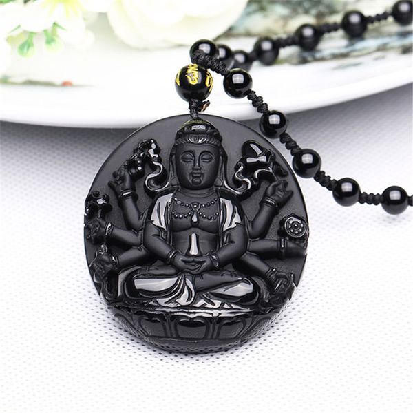 drop shipping natural black obsidian thousand-hand kwan-yin buddha lucky amulet pendant necklace women men pendant jewelry gift, Silver
drop shipping natural black obsidian thousand-hand kwan-yin buddha lucky amulet pendant necklace women men pendant jewelry gift, Silver