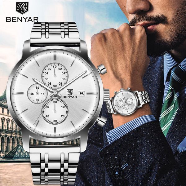 mens watches benyar brand quartz stainles steel busines sport watch men luxury waterproof chronograph relogio masculino, Slivery;brown
mens watches benyar brand quartz stainles steel busines sport watch men luxury waterproof chronograph relogio masculino, Slivery;brown