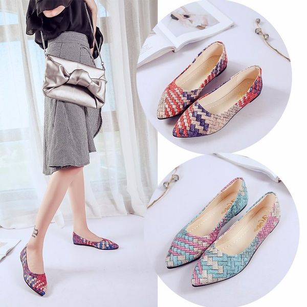 2019 new flat women's single shoes wild national wind pointed soft bottom color matching casual work shoes, Black
2019 new flat women's single shoes wild national wind pointed soft bottom color matching casual work shoes, Black