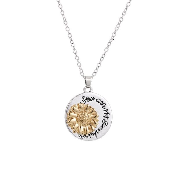 10pcs new creative rotating flower pendant necklace you are my sunshine lettering flower necklace female jewelry t-131, Silver
10pcs new creative rotating flower pendant necklace you are my sunshine lettering flower necklace female jewelry t-131, Silver
