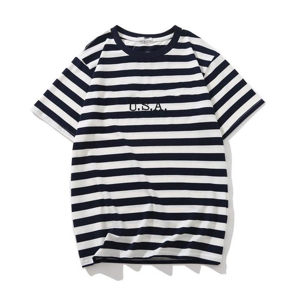 jeans usa mens striped t shirts summer fashion embroidery designer tees short sleeved clothes, White;black
jeans usa mens striped t shirts summer fashion embroidery designer tees short sleeved clothes, White;black