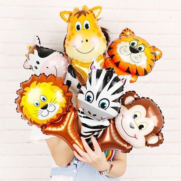 wholesale mini animal head handheld aluminum film balloon toy gift aluminum foil party decoration balloon