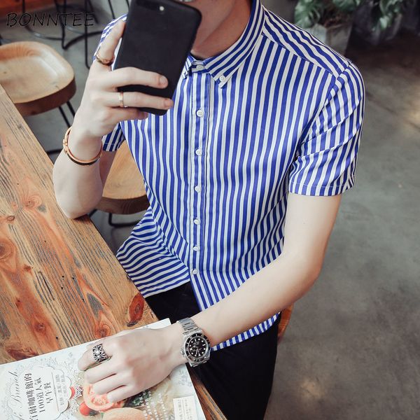 shirts men striped slim simple all-match short sleeve fashion european style soft daily shirt mens plus size 5 colors retro, White;black
shirts men striped slim simple all-match short sleeve fashion european style soft daily shirt mens plus size 5 colors retro, White;black