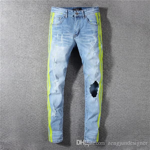 mens fashion summer designer hole jeans hip hop style homme clothing solid color straight pants fashion casual apparel, Blue
mens fashion summer designer hole jeans hip hop style homme clothing solid color straight pants fashion casual apparel, Blue