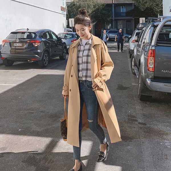 new style slim windbreakers womens korean temperament trench coat woman long retro overcoat 2020 spring autumn khaki/black coats, Tan;black
new style slim windbreakers womens korean temperament trench coat woman long retro overcoat 2020 spring autumn khaki/black coats, Tan;black