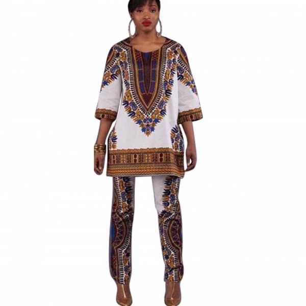 africa clothing women set 2019 new african print elastic bazin baggy pants rock style dashiki sleeve famous suit for lady, Red