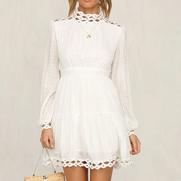 summer elegant floral women fashion long sleeve high waist straps v collar hollow mesh panel white dress, Black;gray
summer elegant floral women fashion long sleeve high waist straps v collar hollow mesh panel white dress, Black;gray