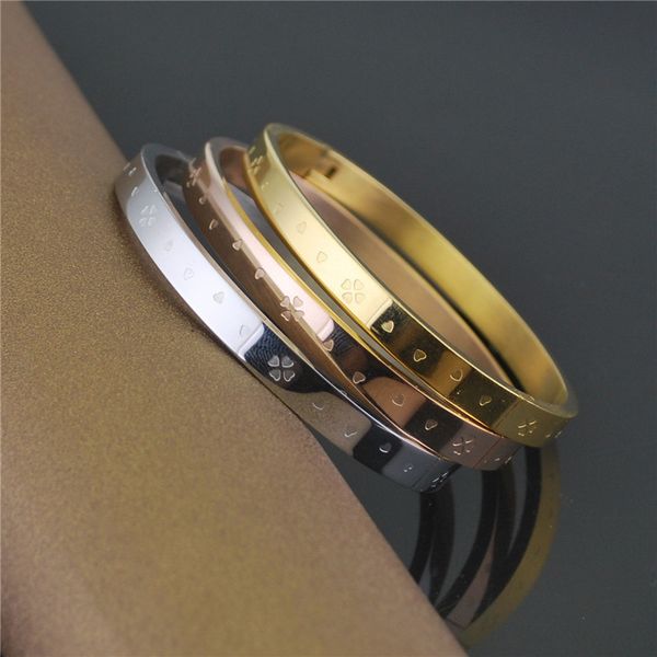 fashion gold color stainless steel bracelet for women simple heart clover love bracelets & bangles boho jewelry wholesale, Black
fashion gold color stainless steel bracelet for women simple heart clover love bracelets & bangles boho jewelry wholesale, Black