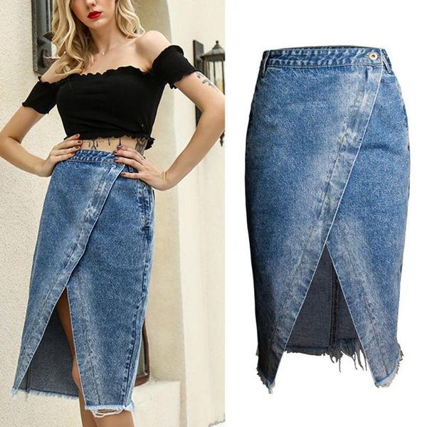 women denim midi skirts high waist plus size cotton jeans skirt women casual tassels denim skirts split skirt summer w0132, Black
women denim midi skirts high waist plus size cotton jeans skirt women casual tassels denim skirts split skirt summer w0132, Black