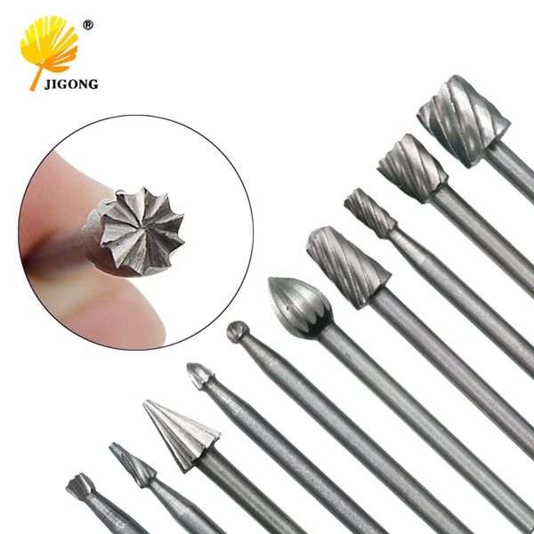 

10pcs hss routing router bits burr rotary tools rotary carving carved knife cutter tool engraving wood working used for dremel